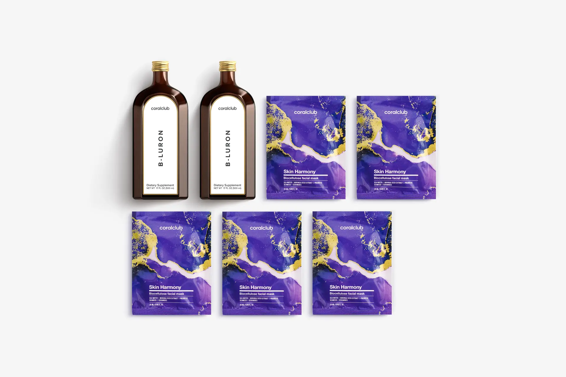 ბი-ლურონი + Skin Harmony Biocellulose Facial Mask (5 პაკეტი)