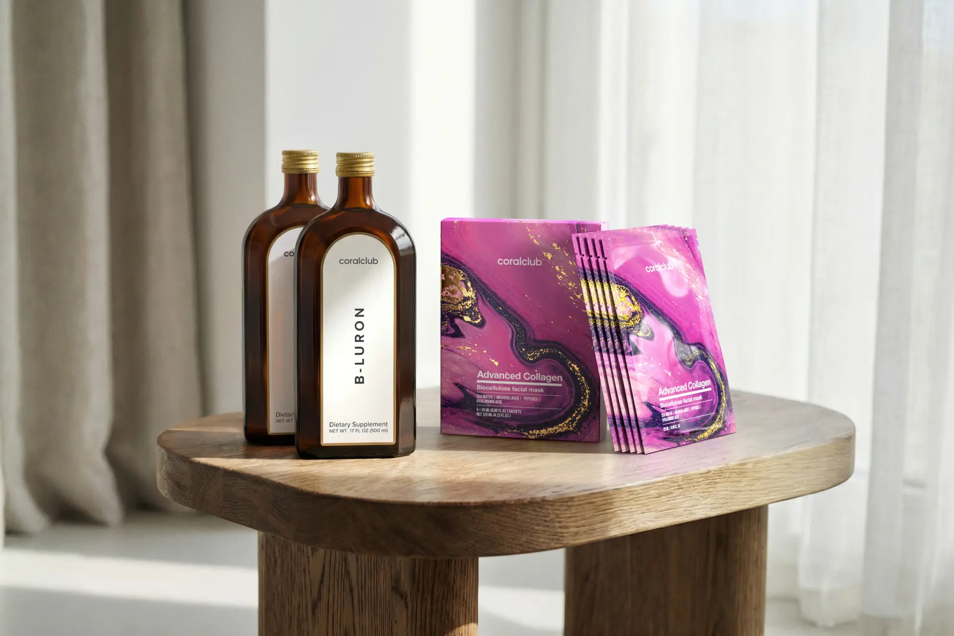 ბი-ლურონი + Advanced Collagen Biocellulose Facial Mask (5 პაკეტი)